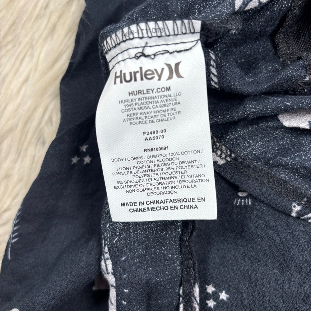 Hurley Women's XL Black Mystic Print Wilson Mesh Port SS Button Down Shirt - Picture 5 of 7